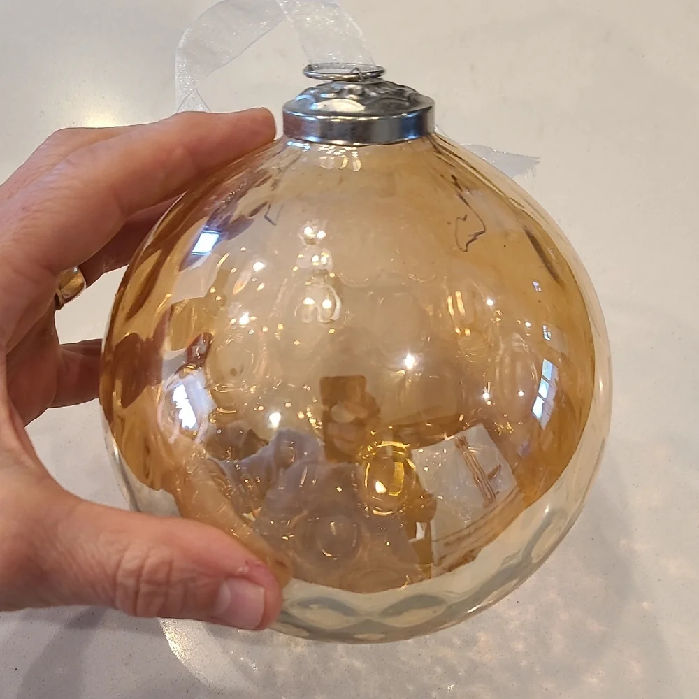 Champagne Gold Glass Heavy Ornament